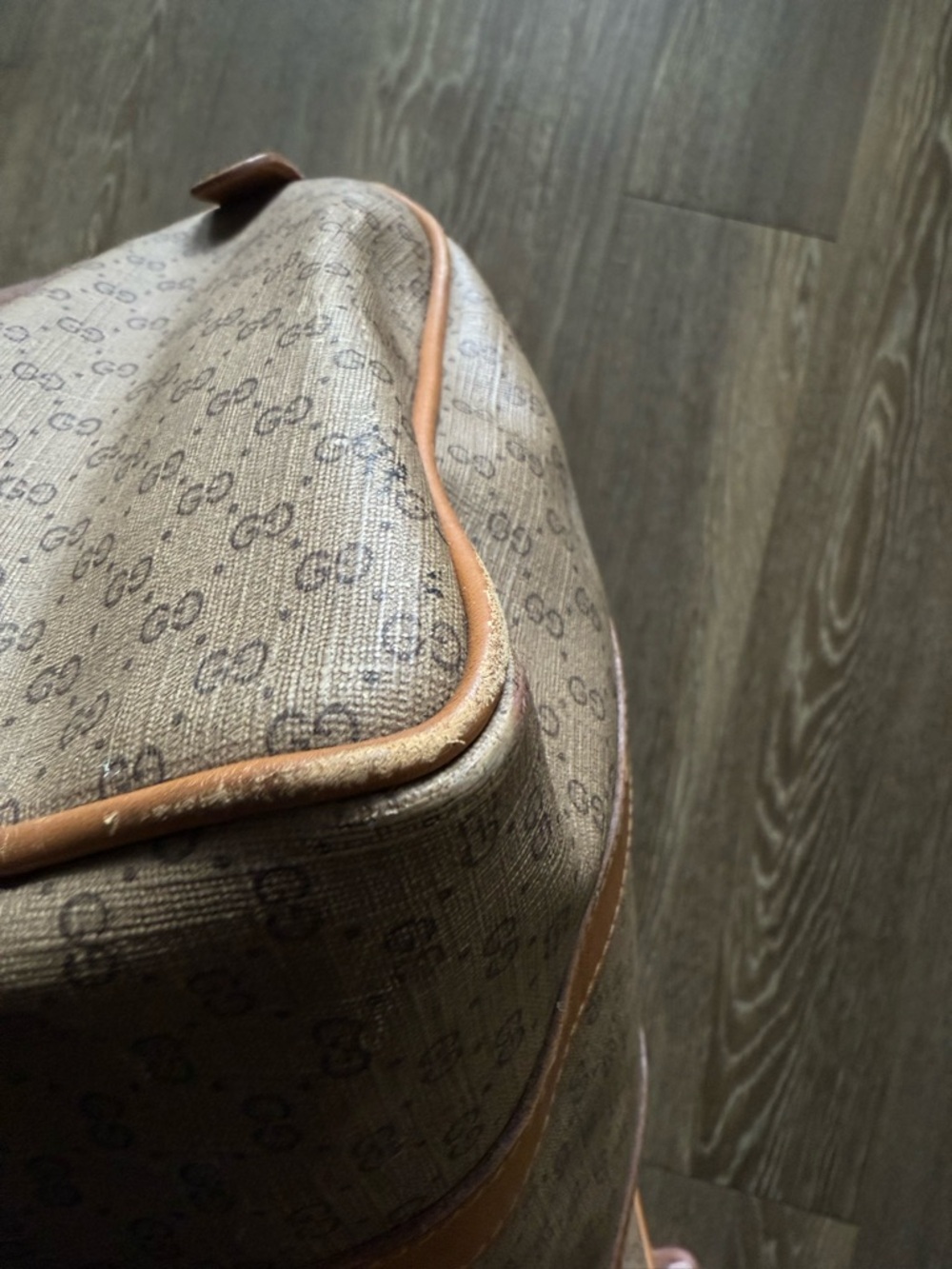 VTG Gucci Brown Monogram Canvas Leather Handbag - Picture 3 of 16